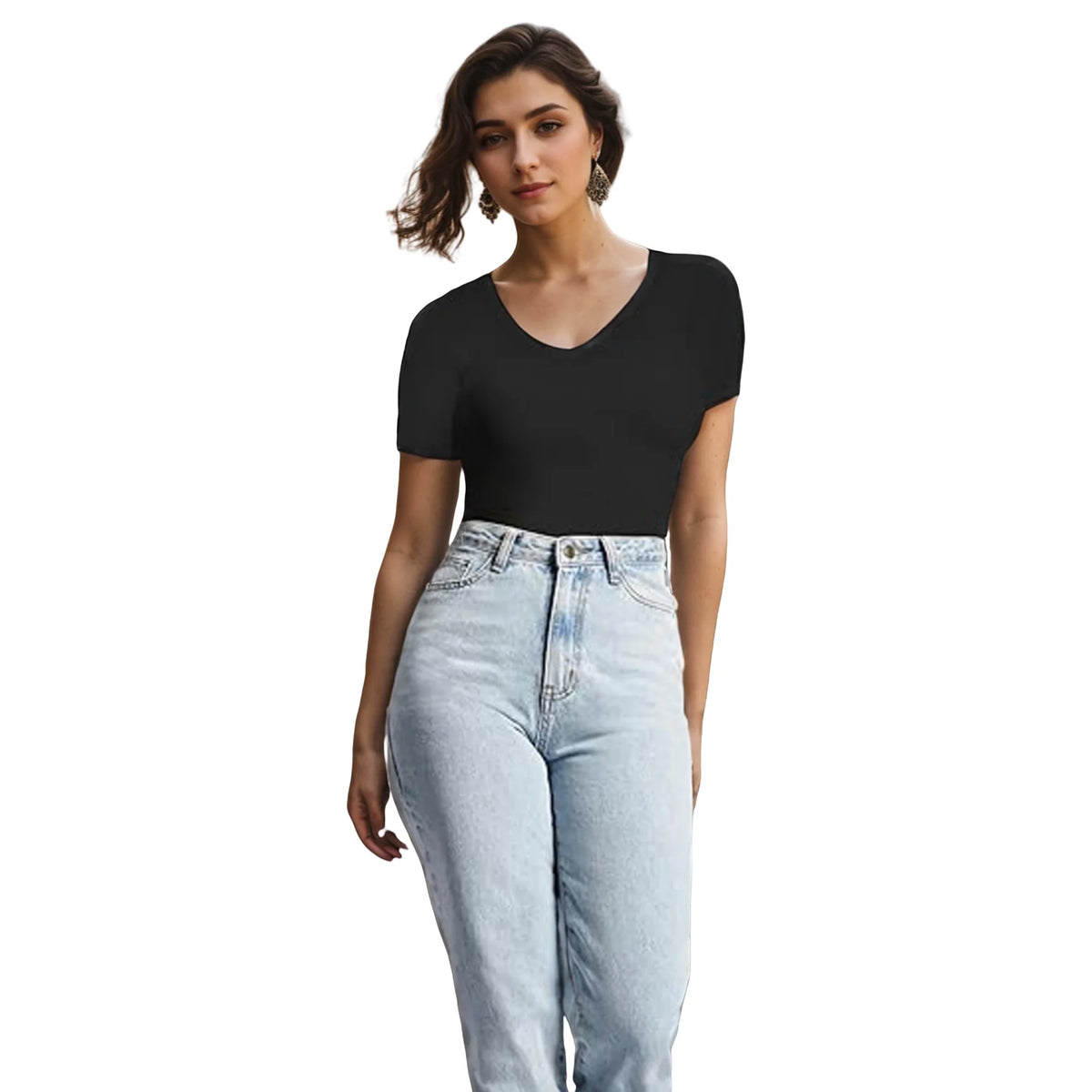 Women's V-neck Short Sleeve Bodysuit