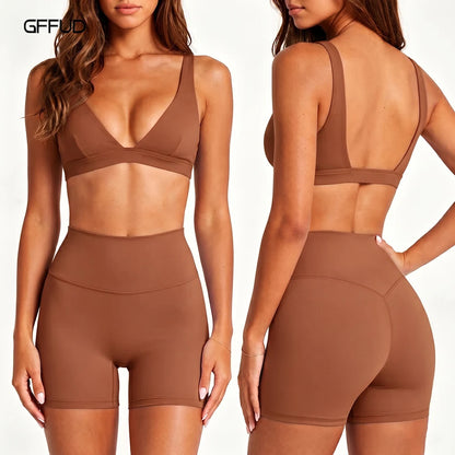 Quick Dry Tummy Control Gym Shorts 2 Piece Set