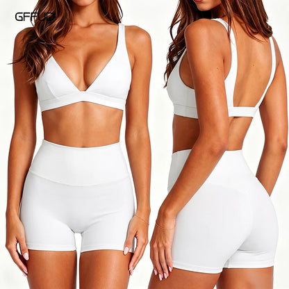 Quick Dry Tummy Control Gym Shorts 2 Piece Set