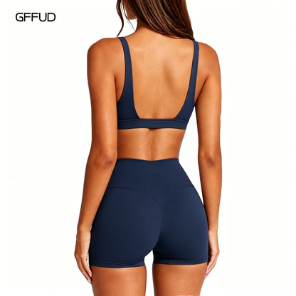 Quick Dry Tummy Control Gym Shorts 2 Piece Set